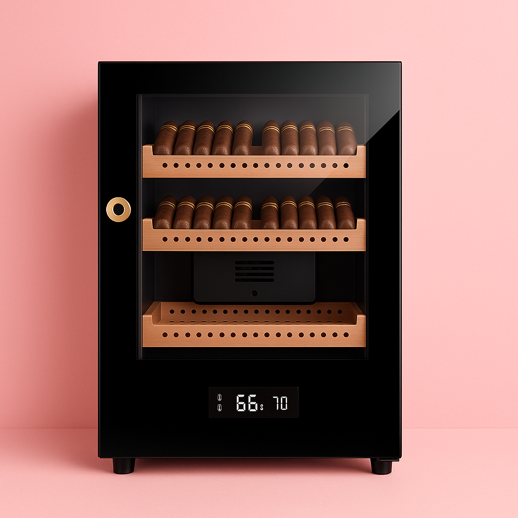 Intelligent Constant Temperature Cigar Humidor｜LED Digital Display｜Three-layer Cedar Pallet Design