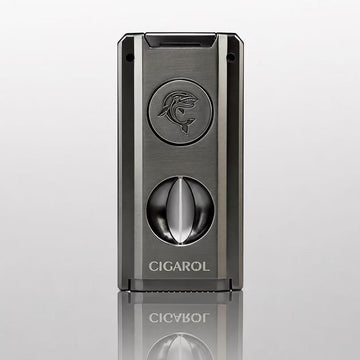 CIGAROL Refillable 5-in-1 Cigar Torch Lighter, Triple Blue Jet Flame with Built-in Cutter & Cigar Holder