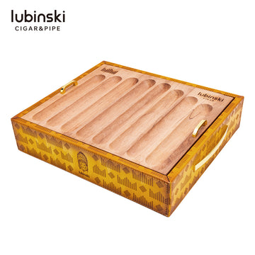 6-Slot Wooden Storage Box – Green/Gold