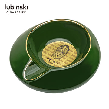 Round Single-Rest Ashtray – Black / Green