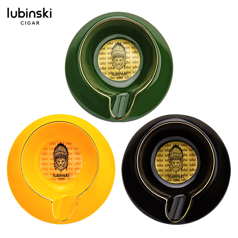 Round Single-Rest Ashtray – Black / Green