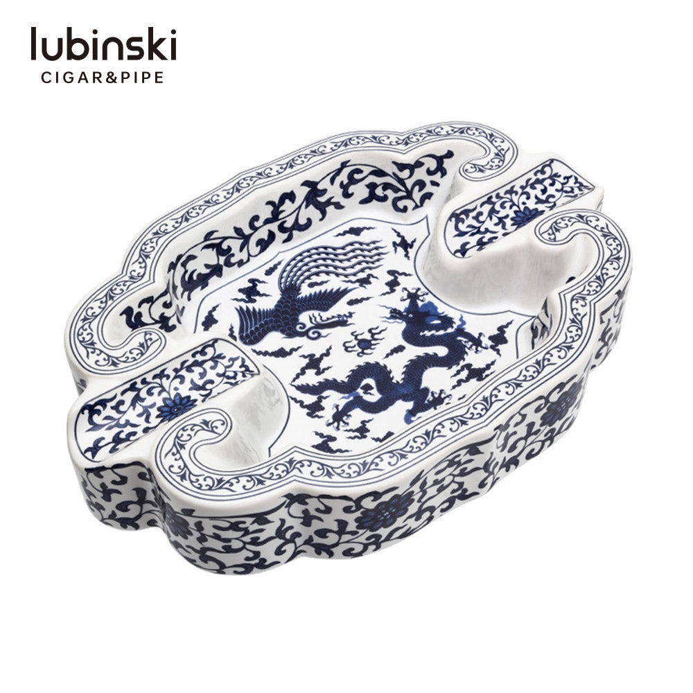 Blue & White Porcelain Double-Rest Ashtray