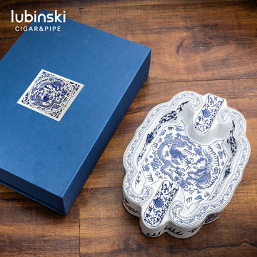 Blue & White Porcelain Double-Rest Ashtray