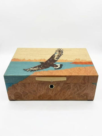 York Wang Eagle Spanish Cedar Cigar Box