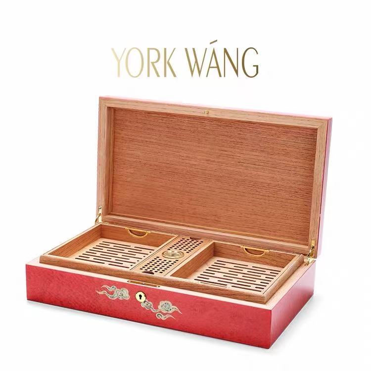 York Wang Desert Leopard Spanish Cedar Cigar Box