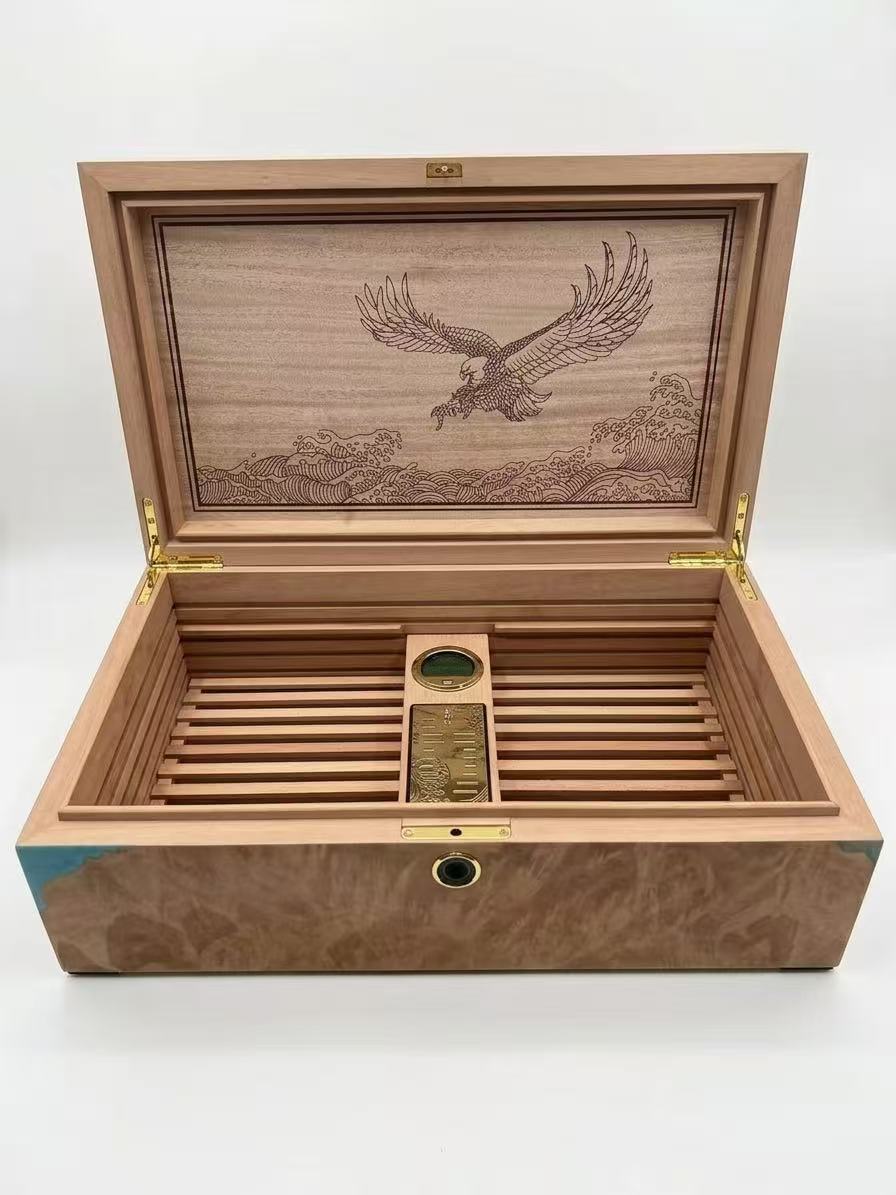 York Wang Eagle Spanish Cedar Cigar Box