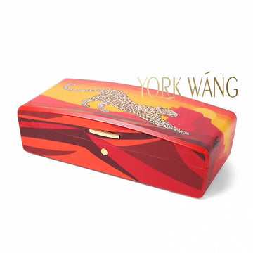 York Wang Desert Leopard Spanish Cedar Cigar Box