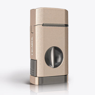 CIGAROL Refillable 3-in-1 Cigar Torch Lighter, Blue Jet Flame with Built-in Cutter & Cigar Holder