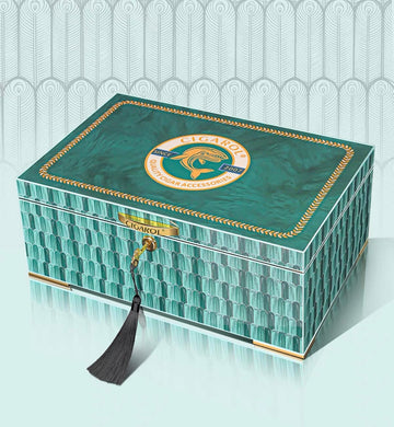 Cigarol High-gloss Finish Cedar Wood Humidor Box Green