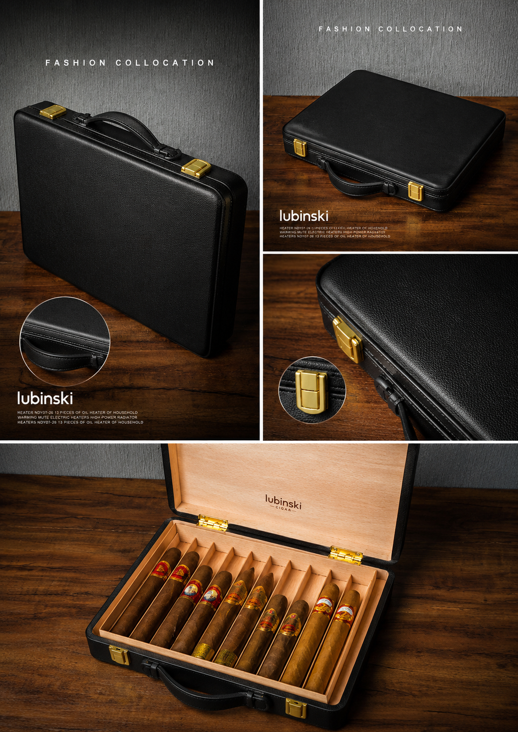 Black Portable Case with Wood Interior